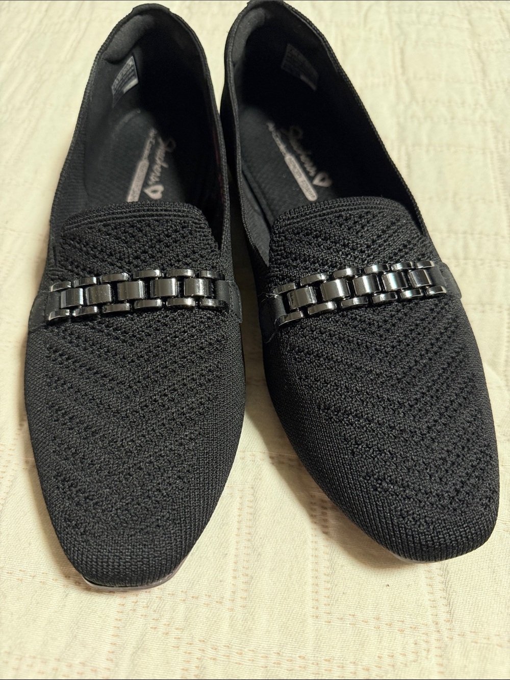 Cleo’s by Sketchers Black Knit Slip-On Loafers